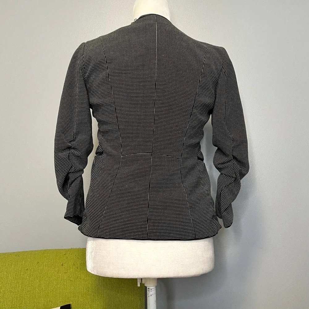 H&M Black White Dot Ruched Open Blazer Jacket 6 - Picture 6 of 6